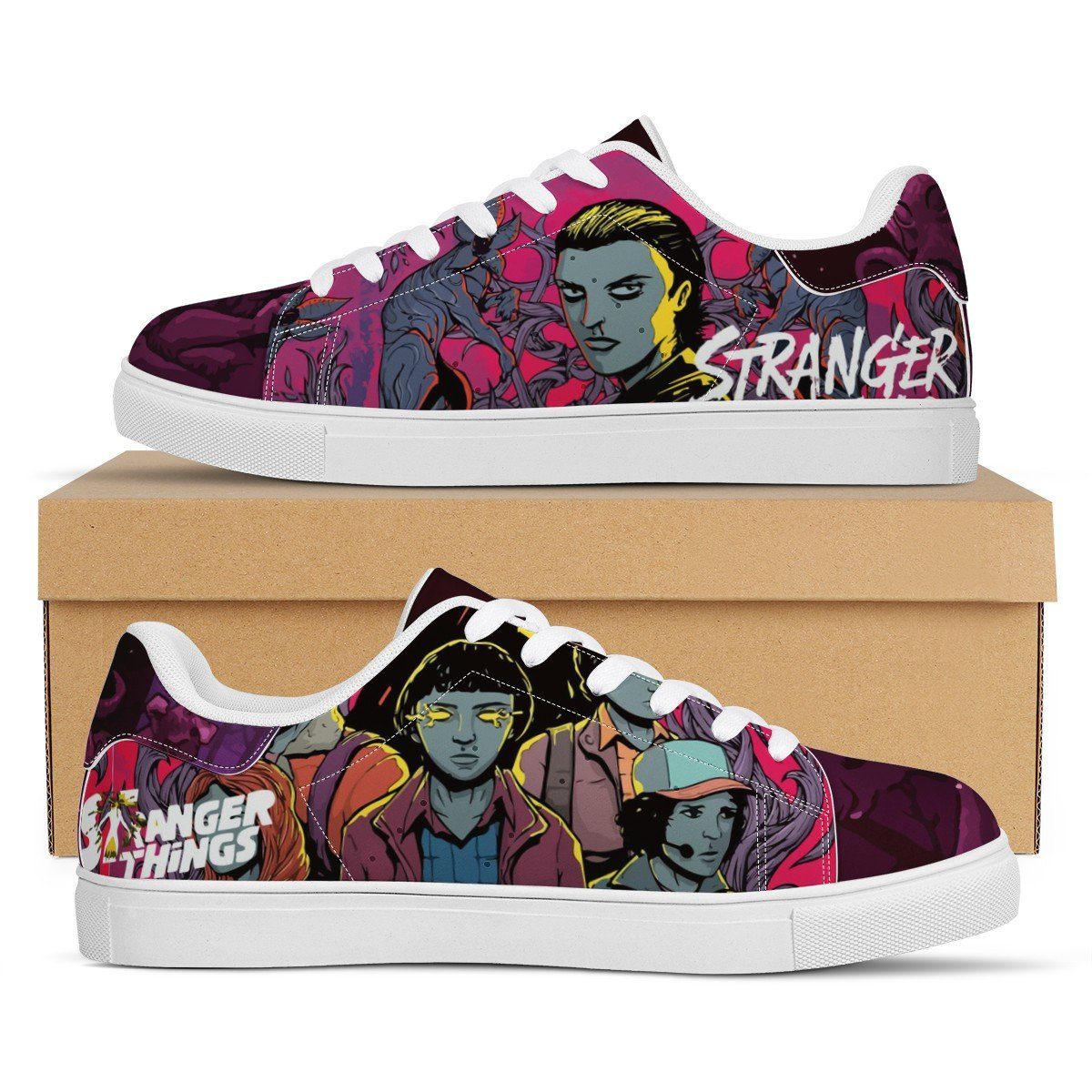 Stranger Things Low Top Sneaker Stan Smith, Horror, Stranger Things noxfan Women US5.5 (EU36) 