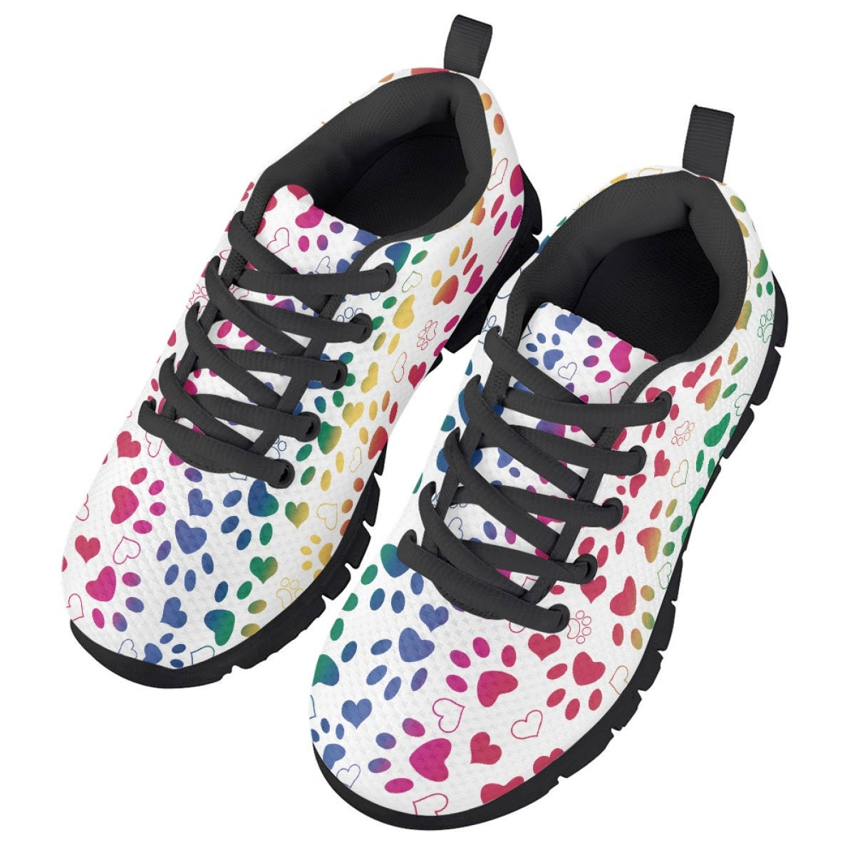 Colorful Heart Dog Paw Kids Running Shoes
