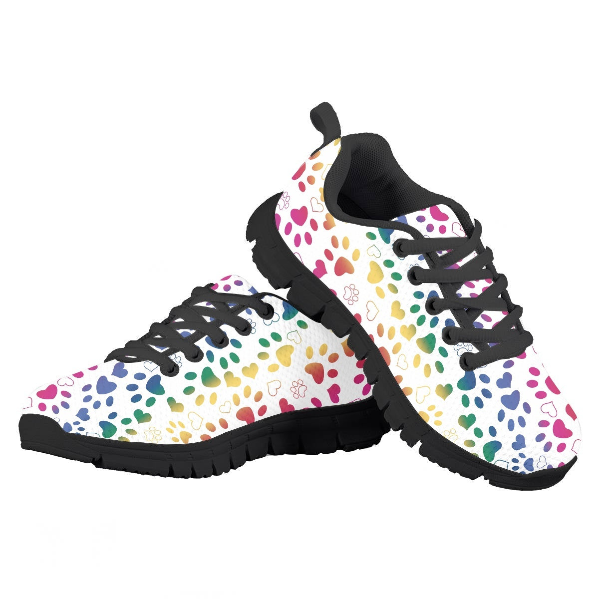 Colorful Heart Dog Paw Kids Running Shoes
