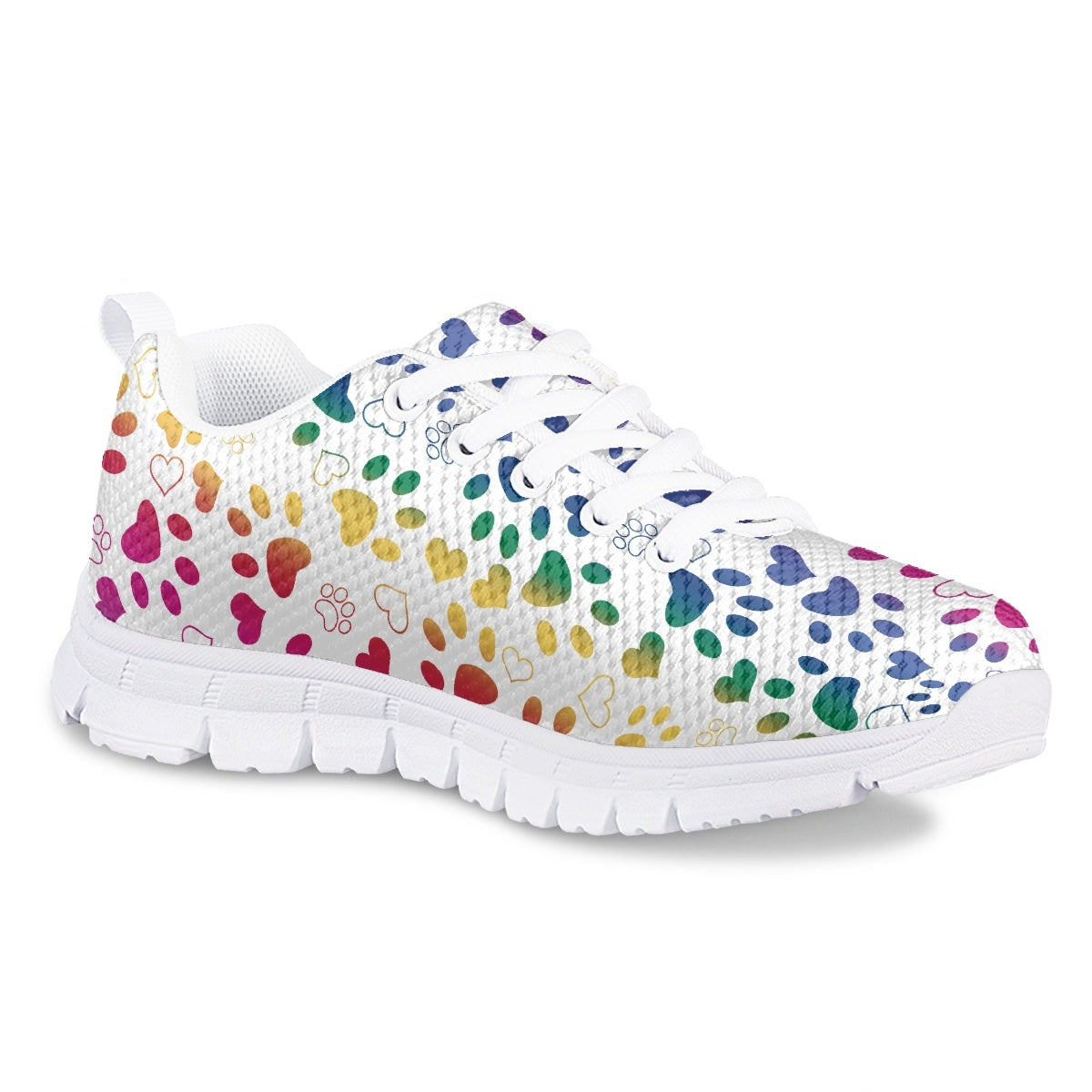 Colorful Heart Dog Paw Kids Running Shoes