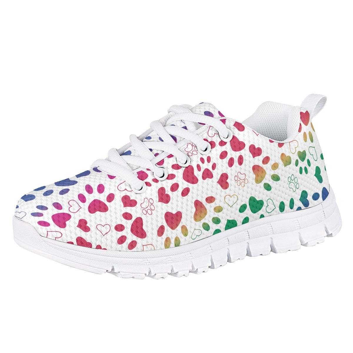 Colorful Heart Dog Paw Kids Running Shoes