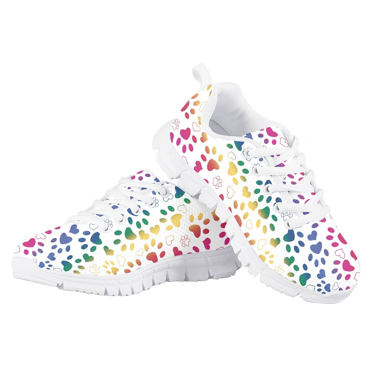 Colorful Heart Dog Paw Kids Running Shoes