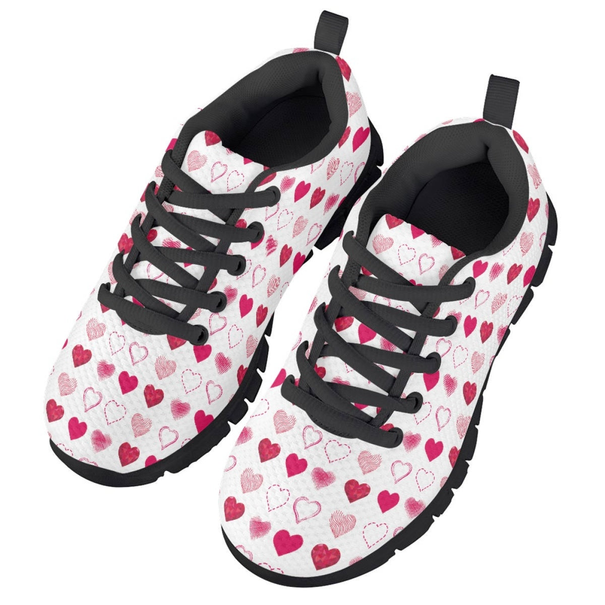 Pink Heart Kids Running Shoes