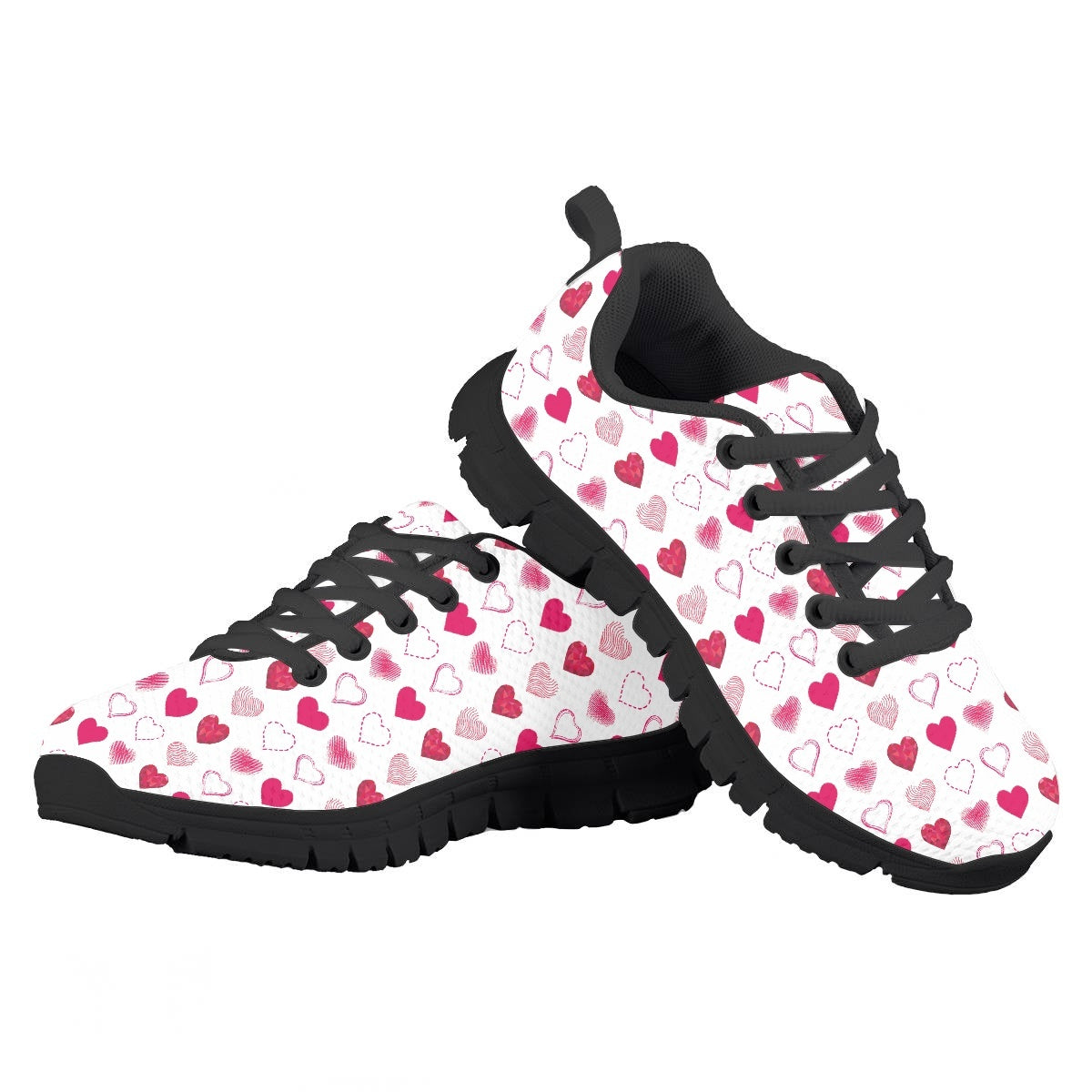 Pink Heart Kids Running Shoes
