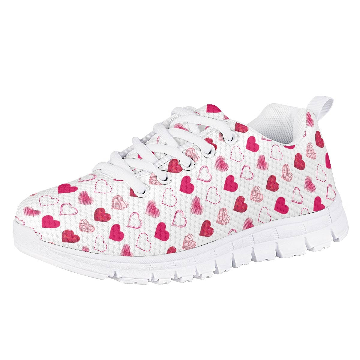 Pink Heart Kids Running Shoes