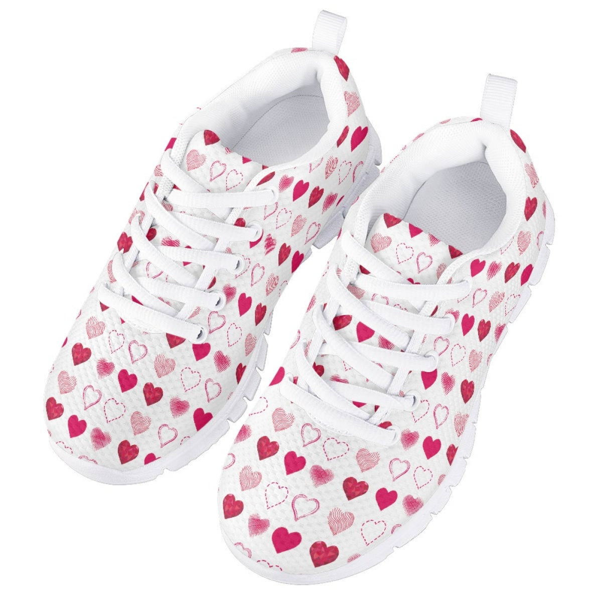 Pink Heart Kids Running Shoes