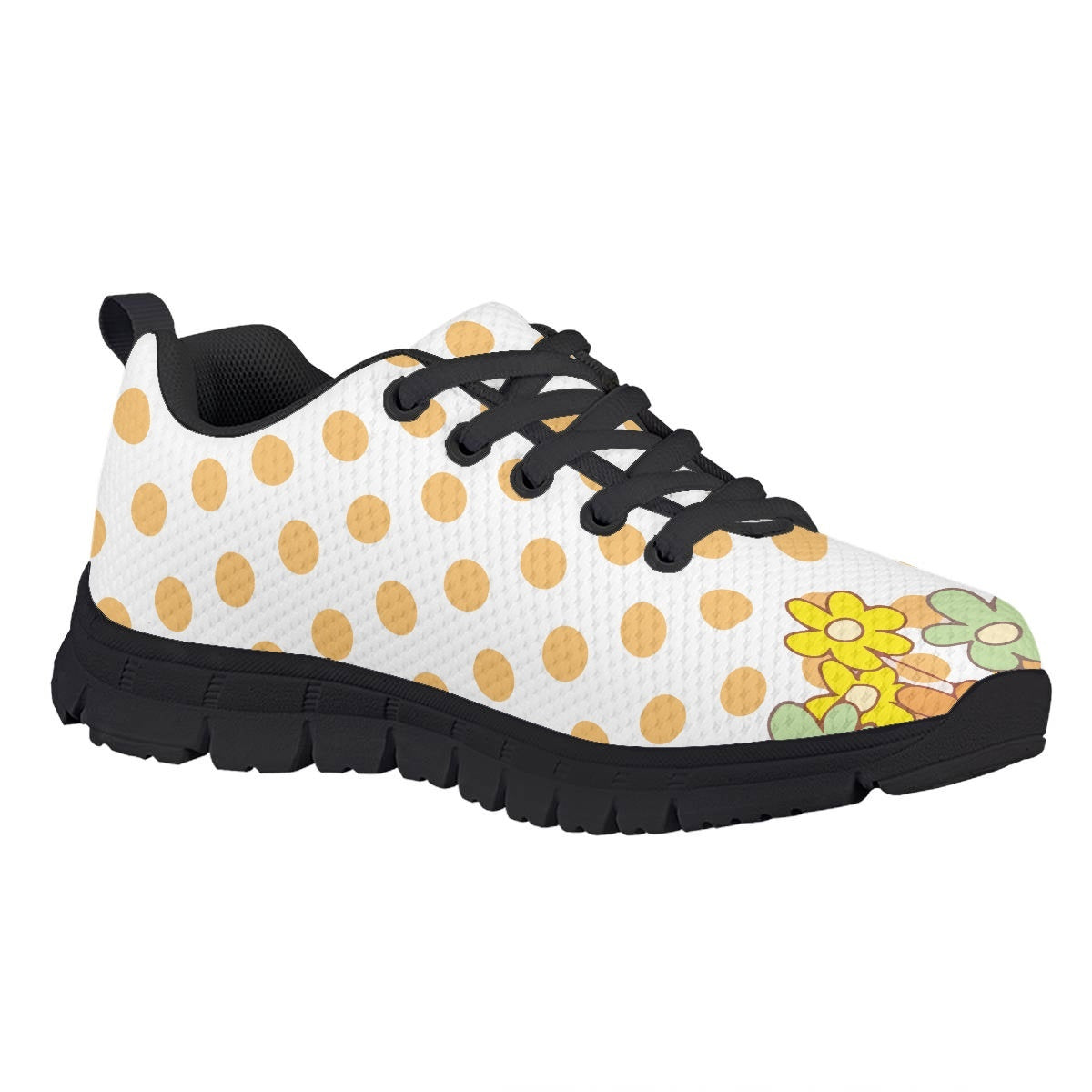 Yellow Dot Flower Kids Running Shoes