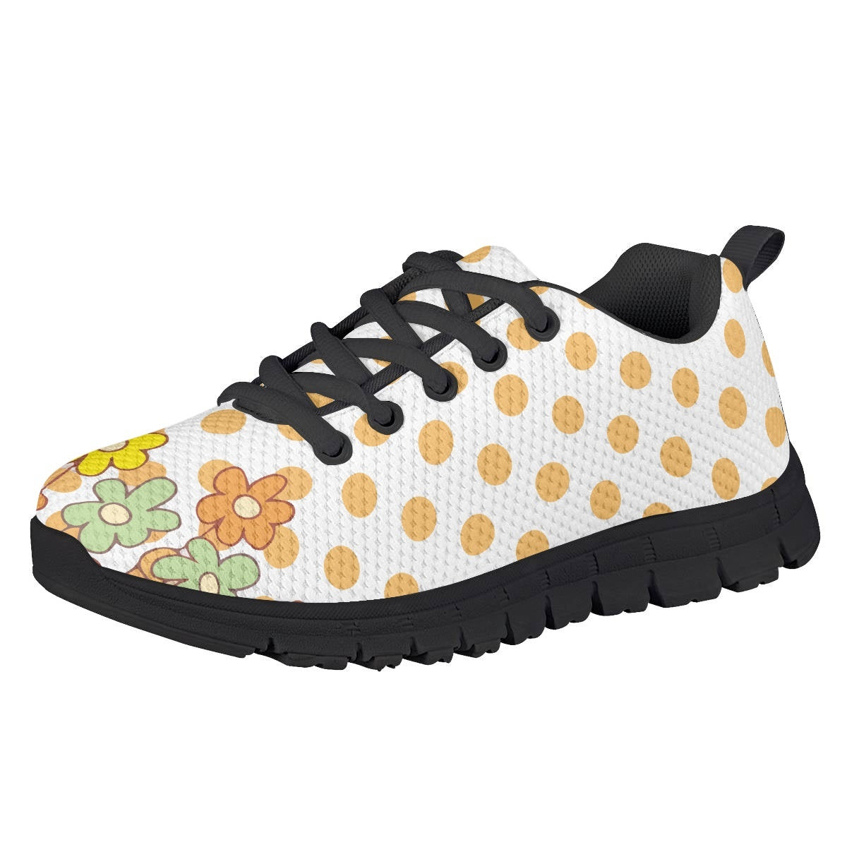 Yellow Dot Flower Kids Running Shoes