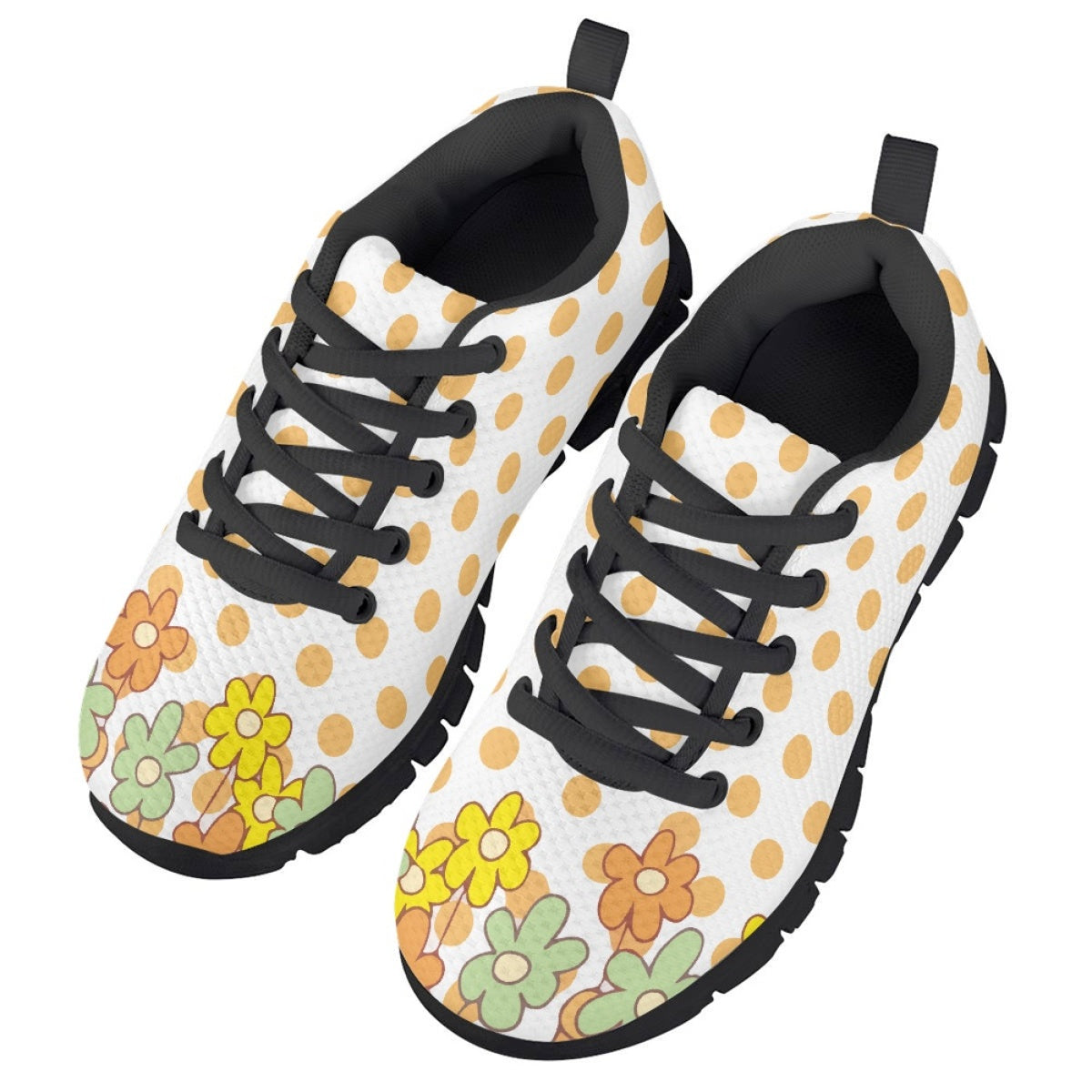 Yellow Dot Flower Kids Running Shoes