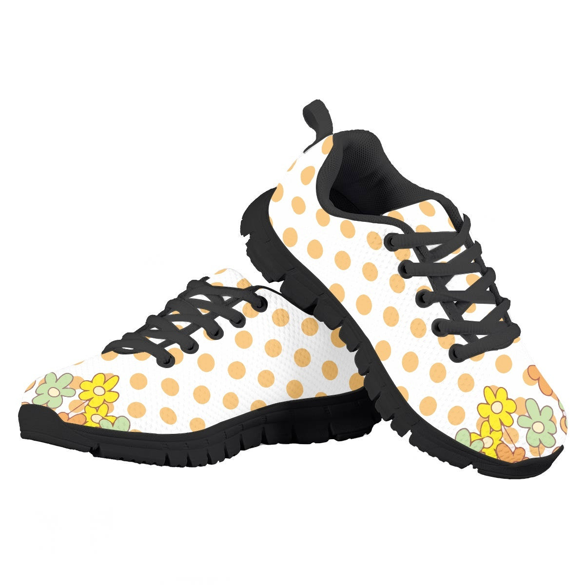 Yellow Dot Flower Kids Running Shoes