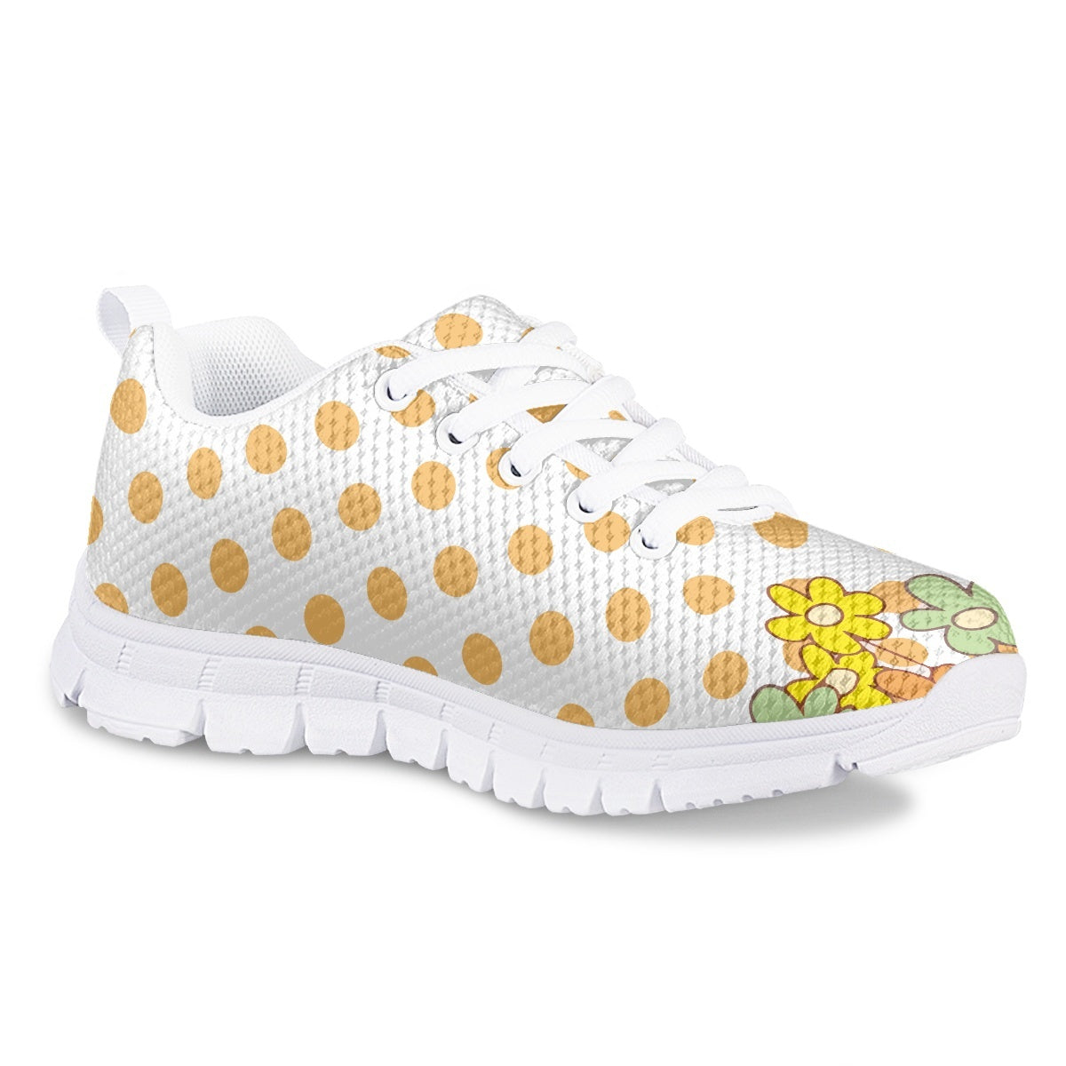Yellow Dot Flower Kids Running Shoes