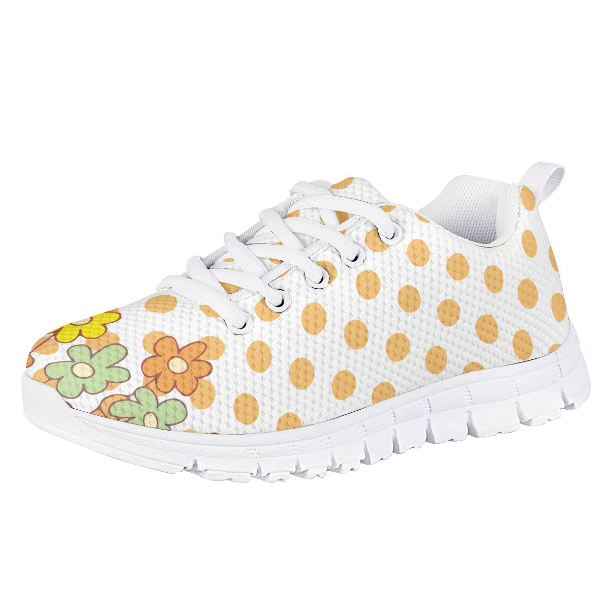 Yellow Dot Flower Kids Running Shoes