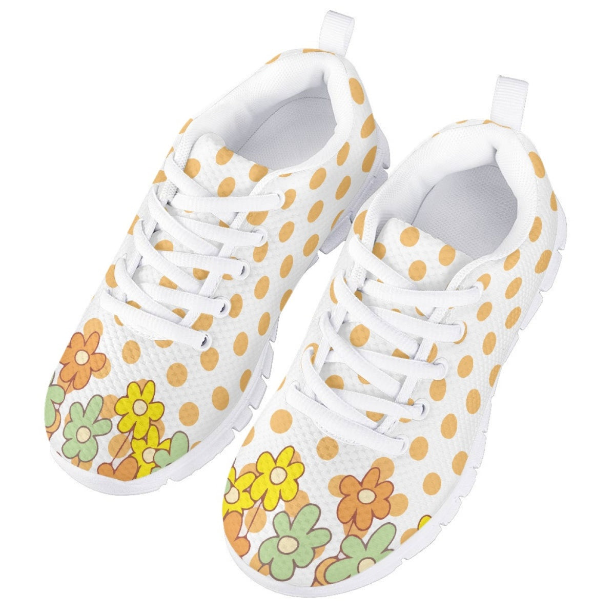 Yellow Dot Flower Kids Running Shoes