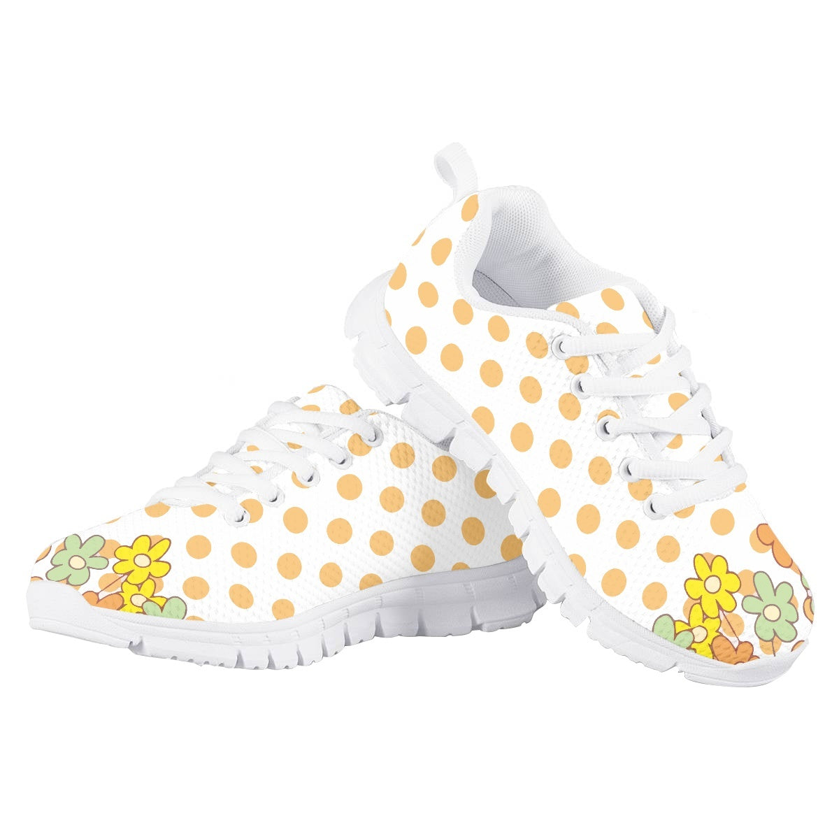 Yellow Dot Flower Kids Running Shoes