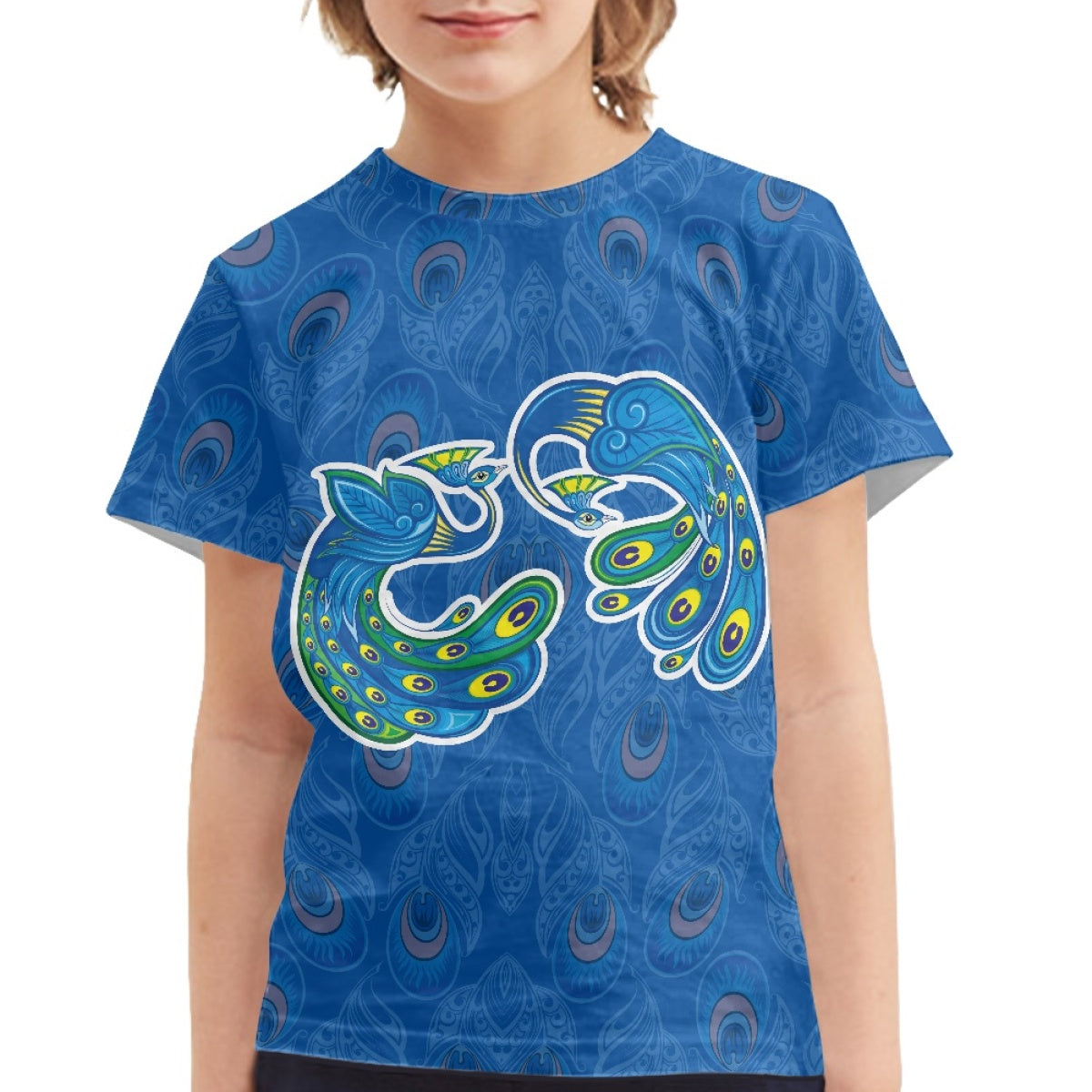 Blue Peacock Kids T-Shirt