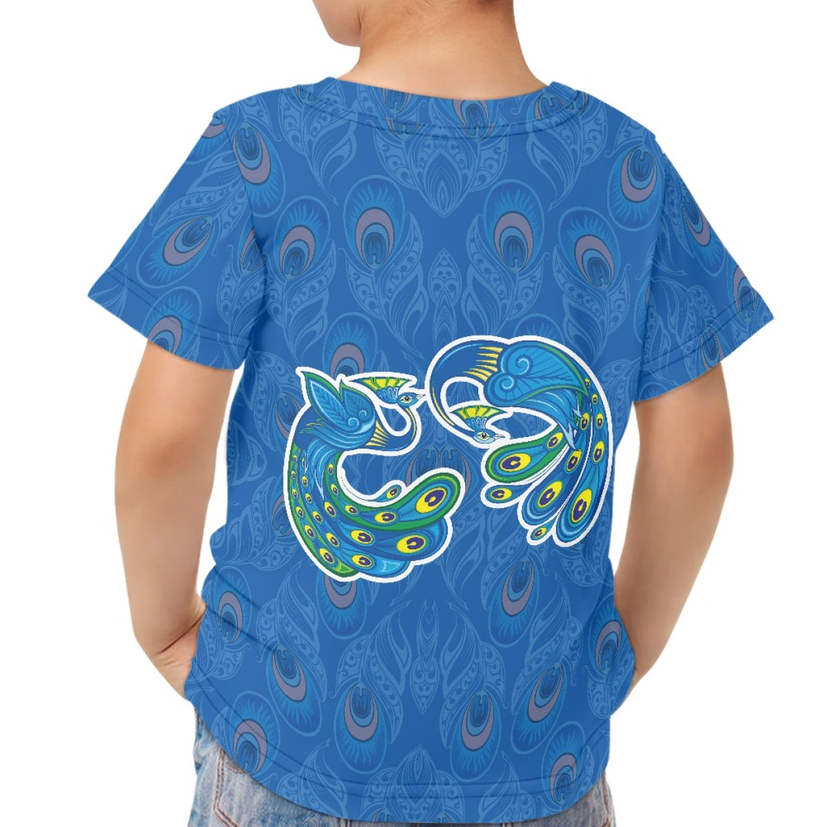 Blue Peacock Kids T-Shirt
