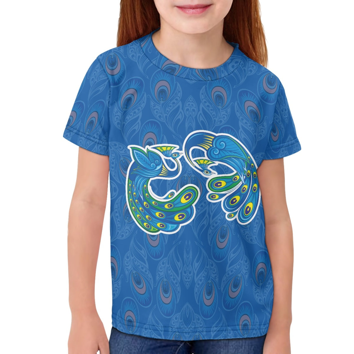 Blue Peacock Kids T-Shirt