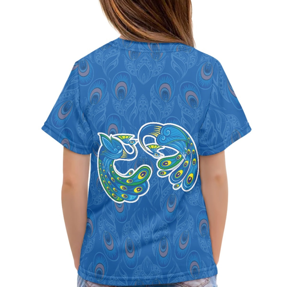 Blue Peacock Kids T-Shirt