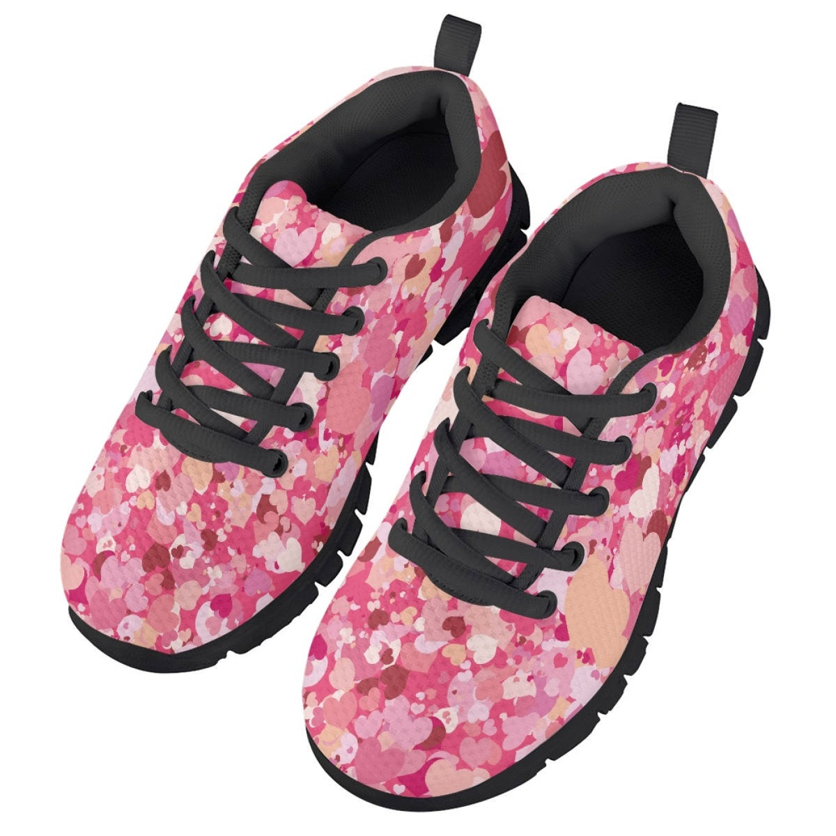 Pink Heart Kids Running Shoes