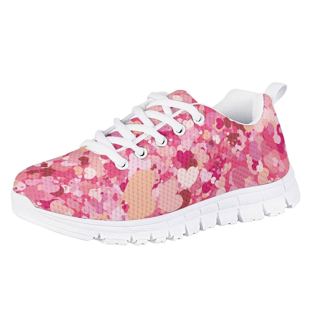 Pink Heart Kids Running Shoes