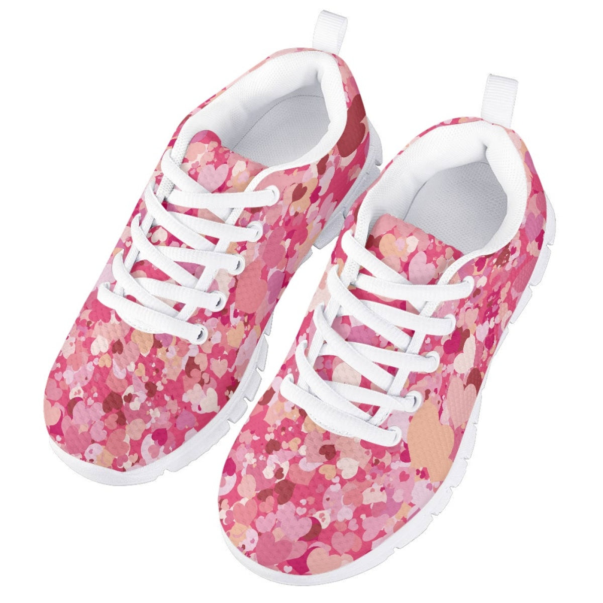 Pink Heart Kids Running Shoes