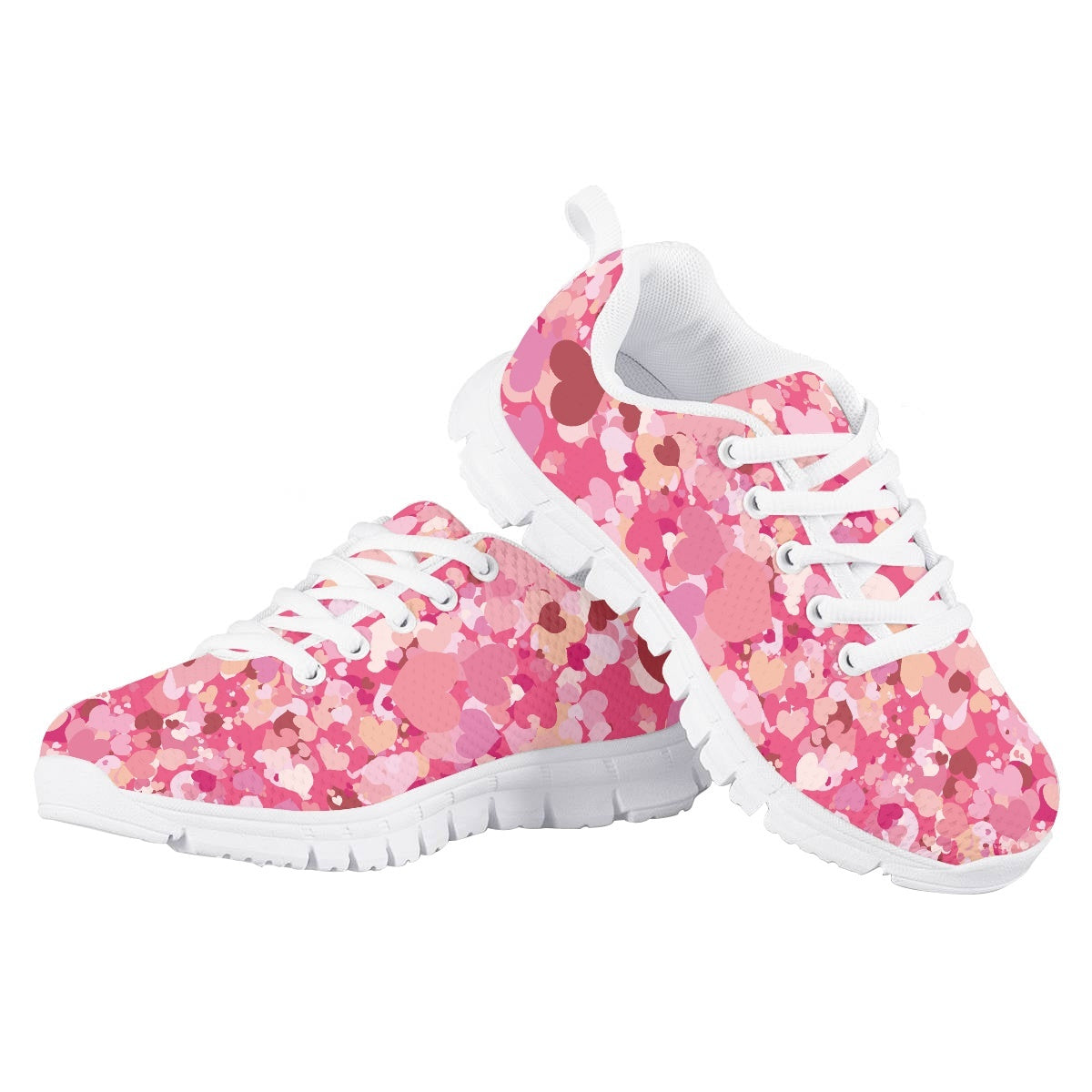 Pink Heart Kids Running Shoes