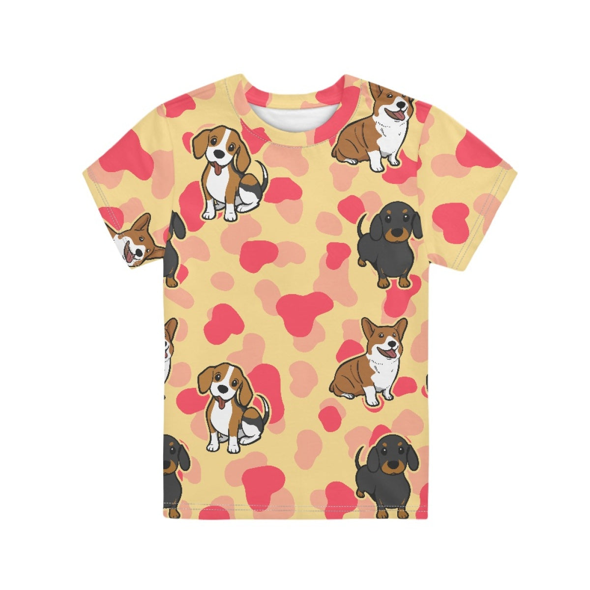 Pink Cow Print Dachshund Kids T-Shirt