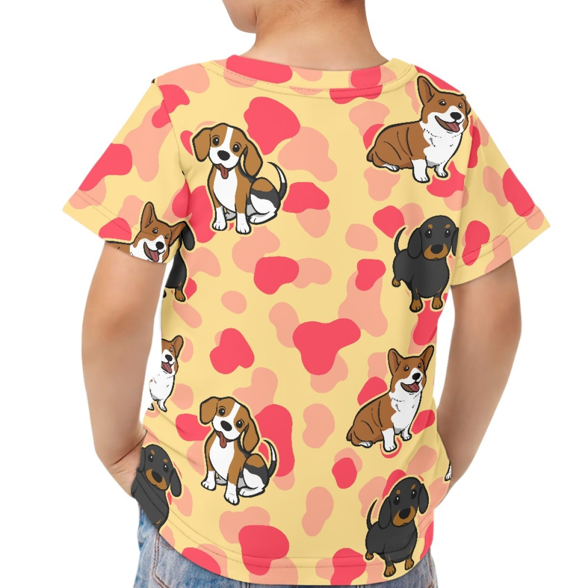 Pink Cow Print Dachshund Kids T-Shirt