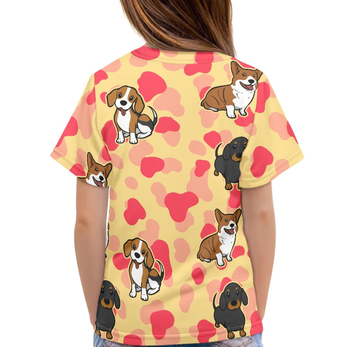 Pink Cow Print Dachshund Kids T-Shirt