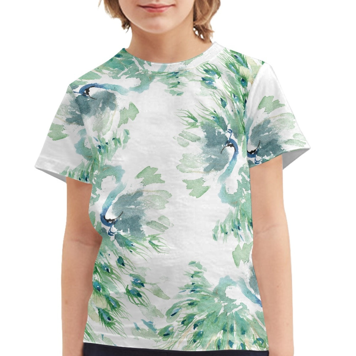 Watercolor Peacock Kids T-Shirt