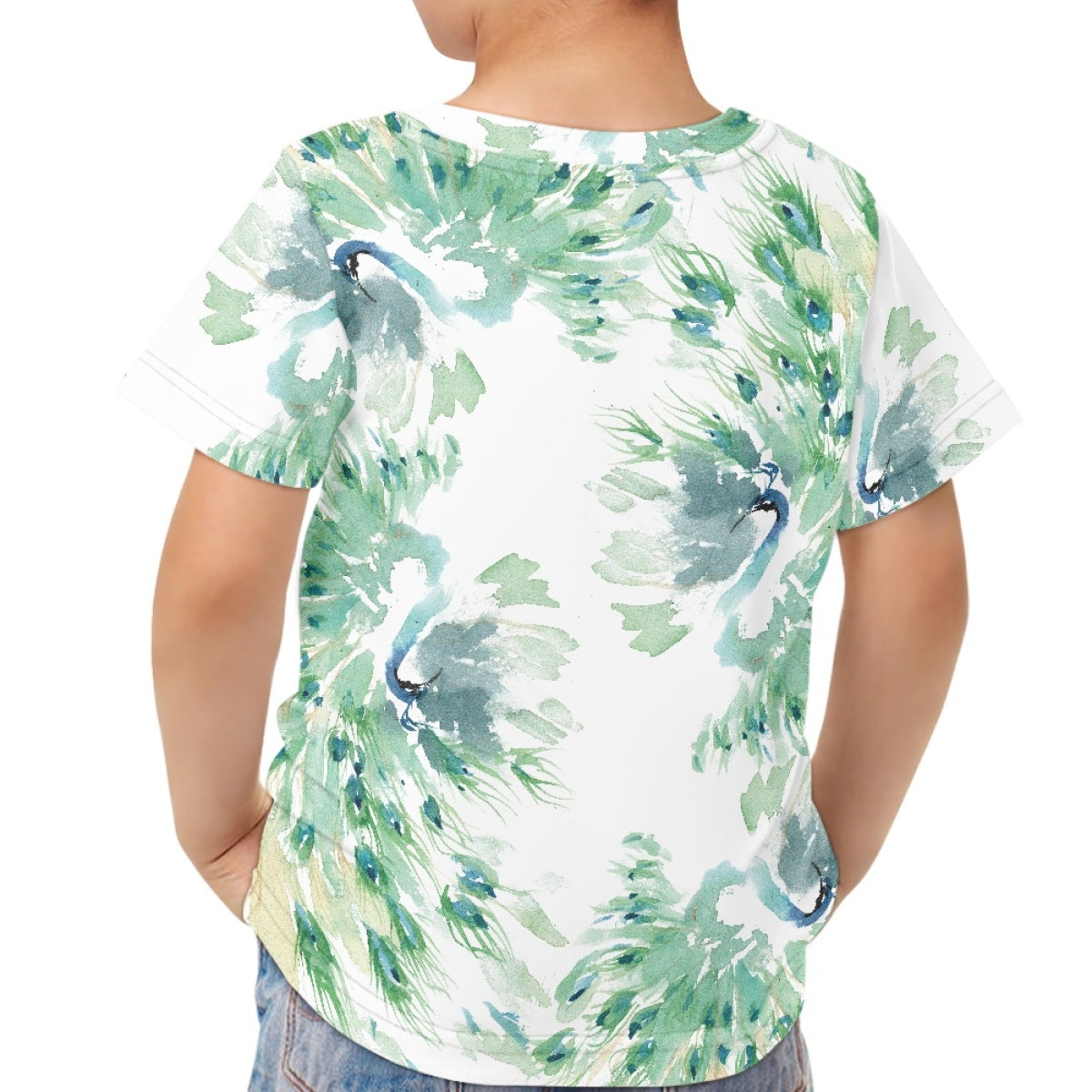 Watercolor Peacock Kids T-Shirt