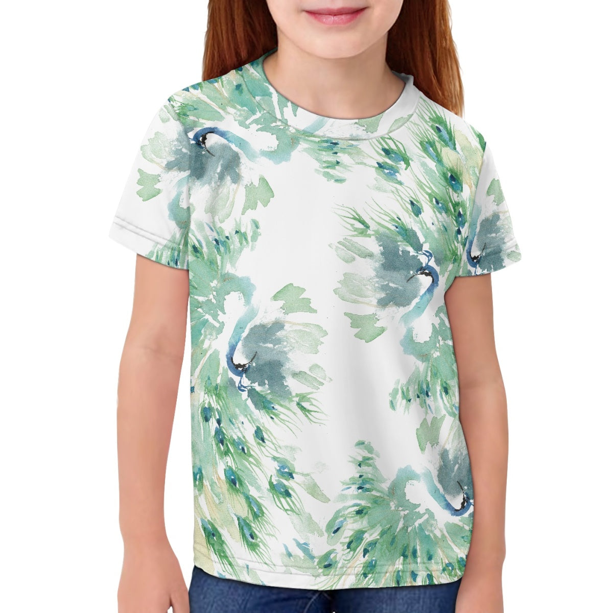 Watercolor Peacock Kids T-Shirt