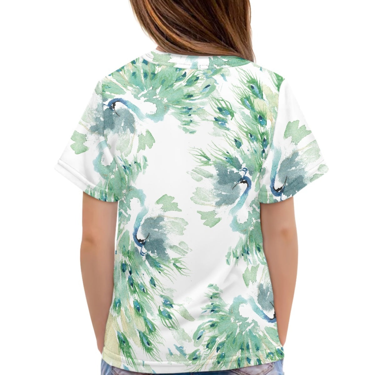 Watercolor Peacock Kids T-Shirt