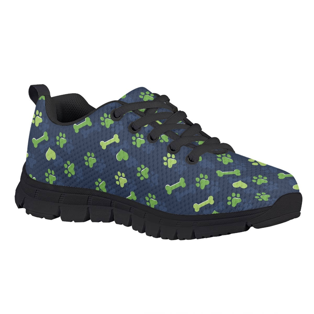 Green Dog Paw Bone Kids Running Shoes