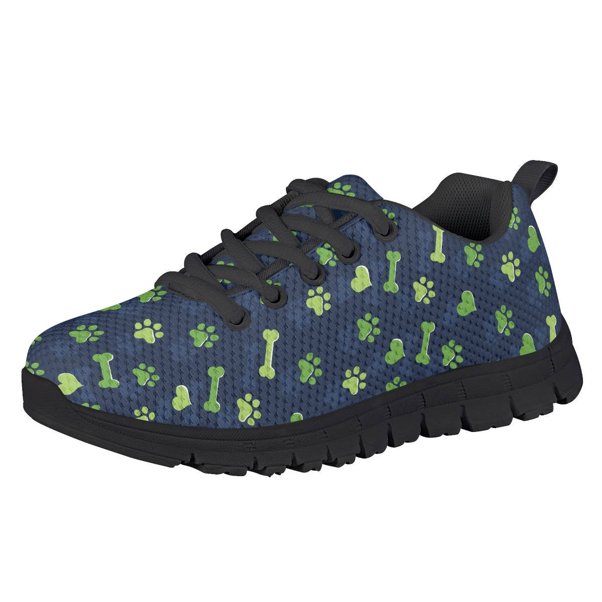 Green Dog Paw Bone Kids Running Shoes