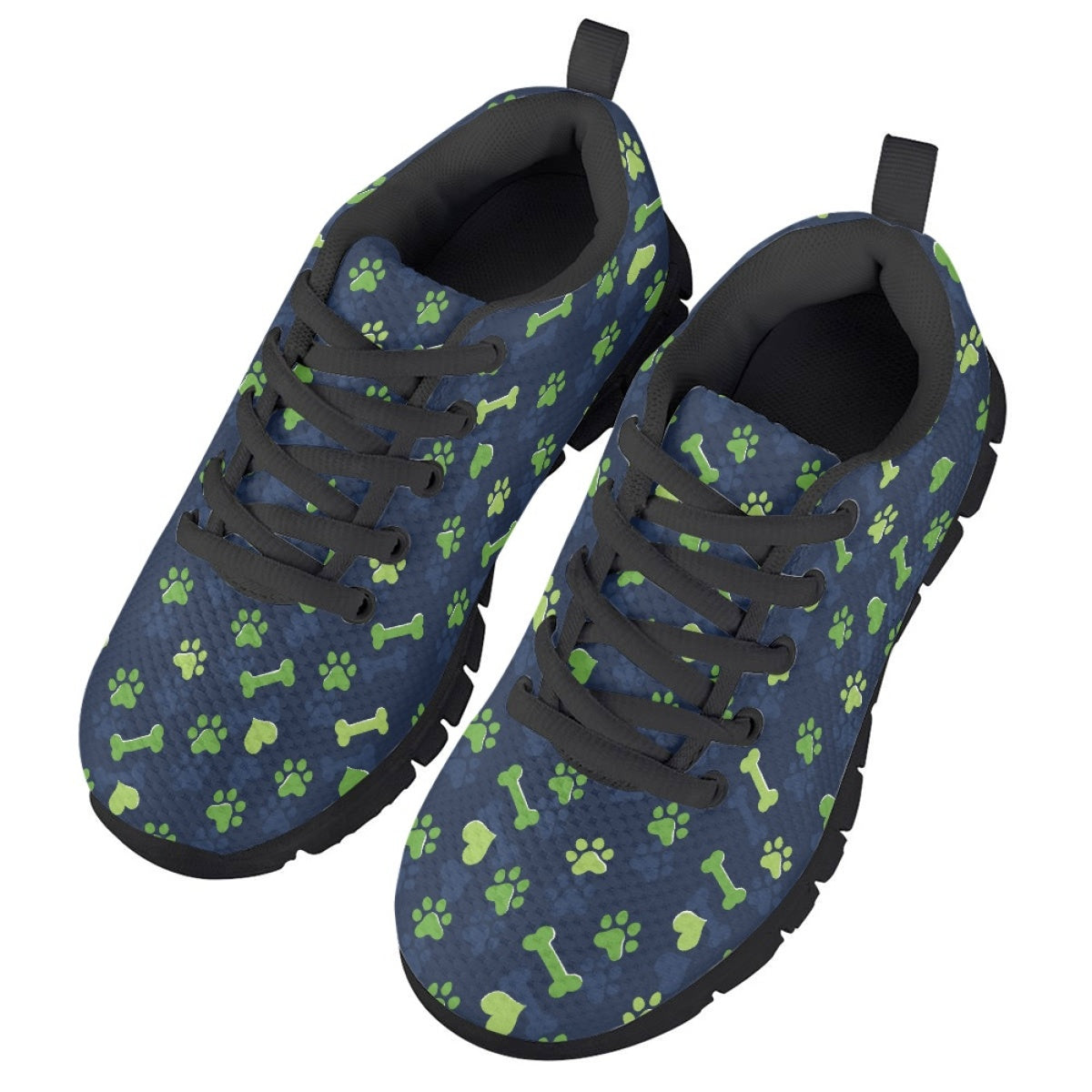 Green Dog Paw Bone Kids Running Shoes