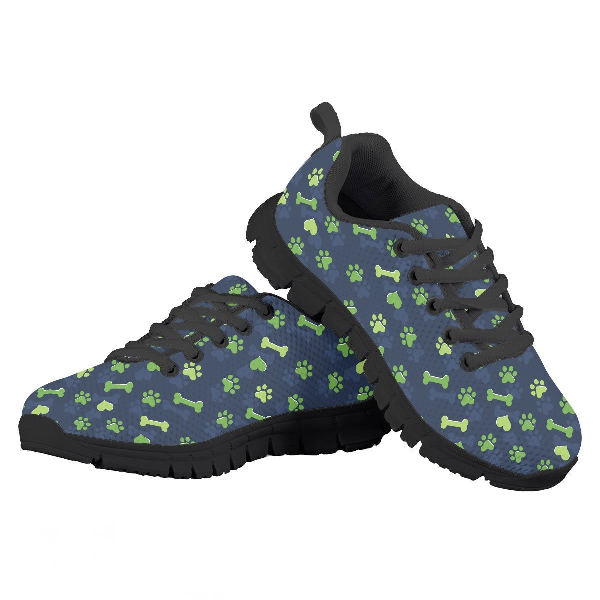 Green Dog Paw Bone Kids Running Shoes
