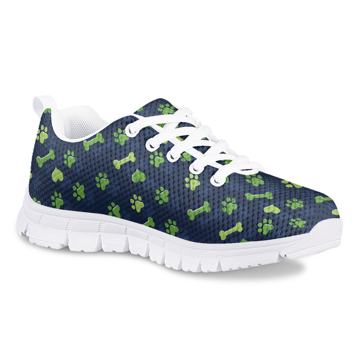 Green Dog Paw Bone Kids Running Shoes