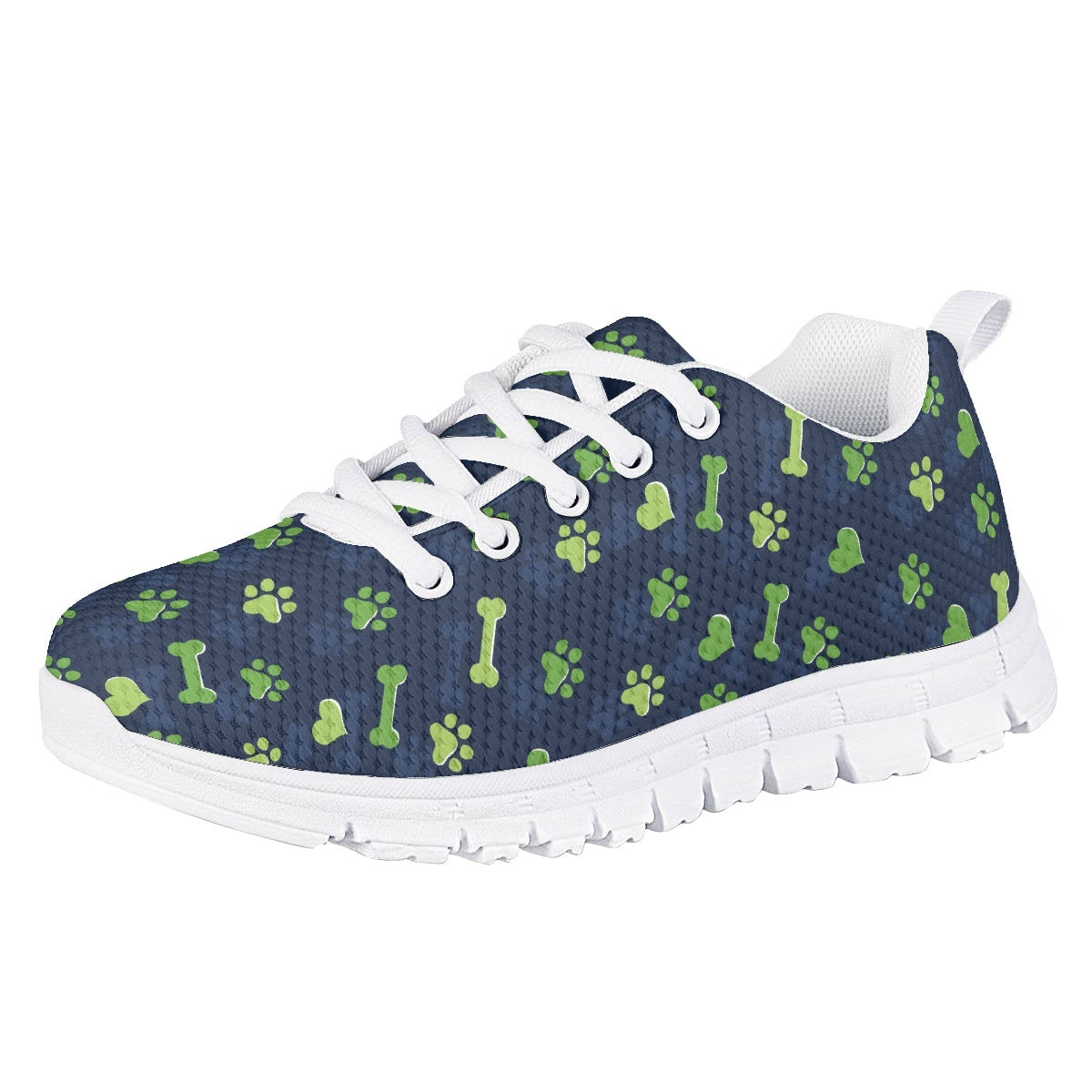 Green Dog Paw Bone Kids Running Shoes