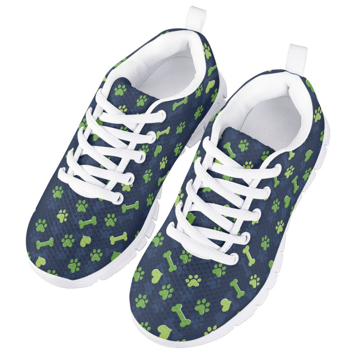 Green Dog Paw Bone Kids Running Shoes