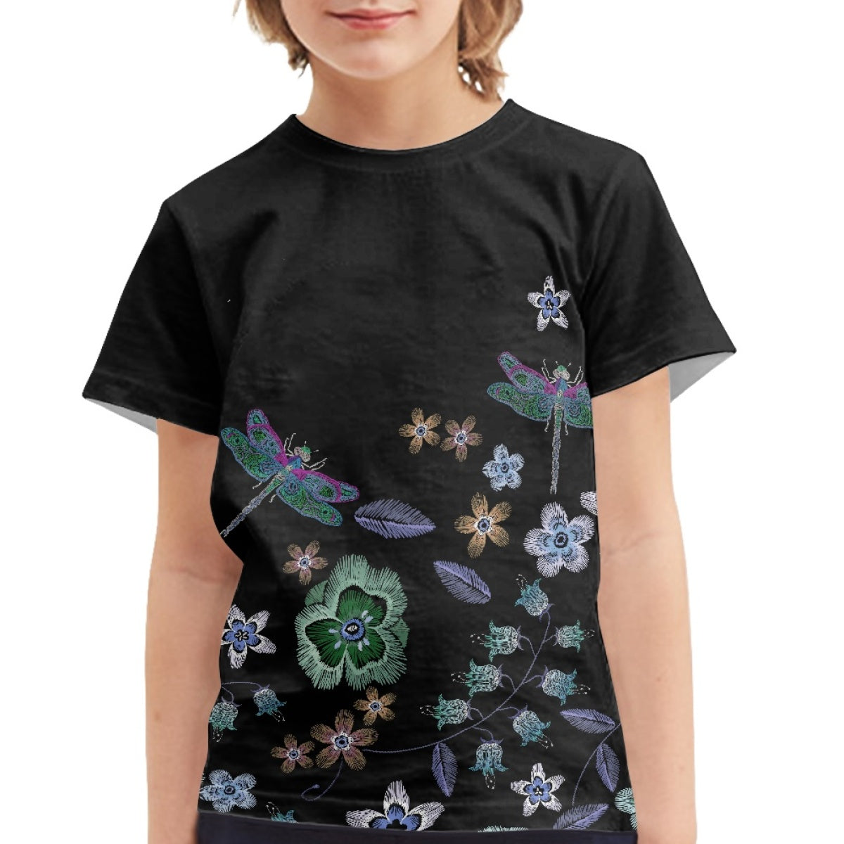 Floral Dragonfly Kids T-Shirt
