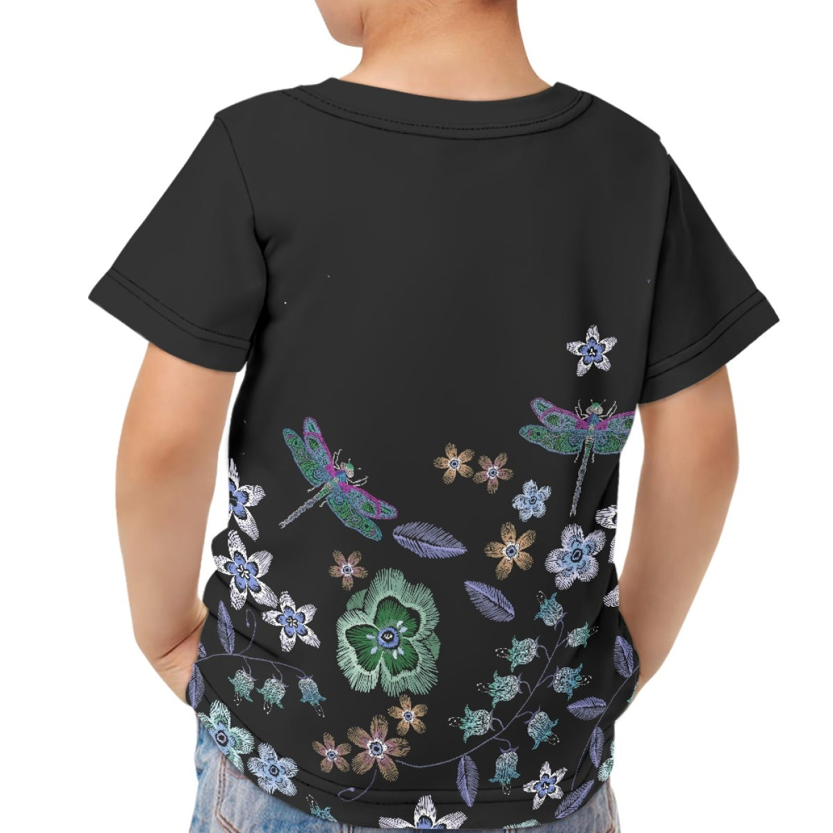 Floral Dragonfly Kids T-Shirt