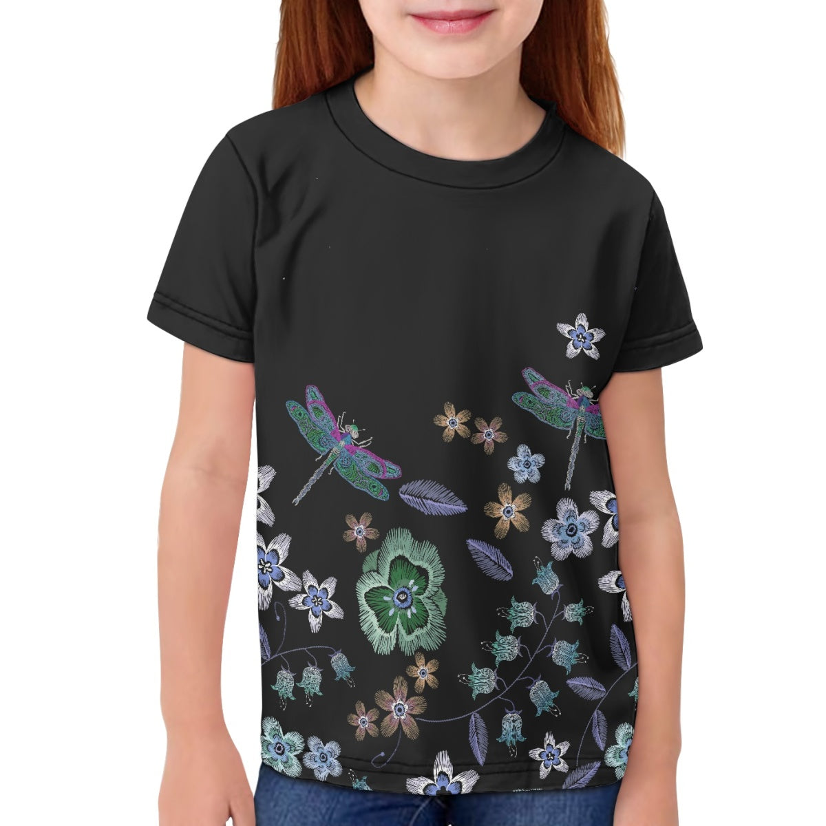 Floral Dragonfly Kids T-Shirt