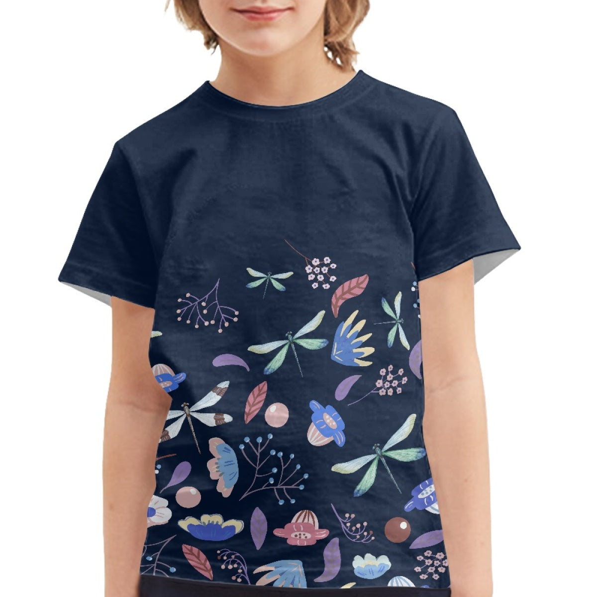 Floral Dragonfly Kids T-Shirt