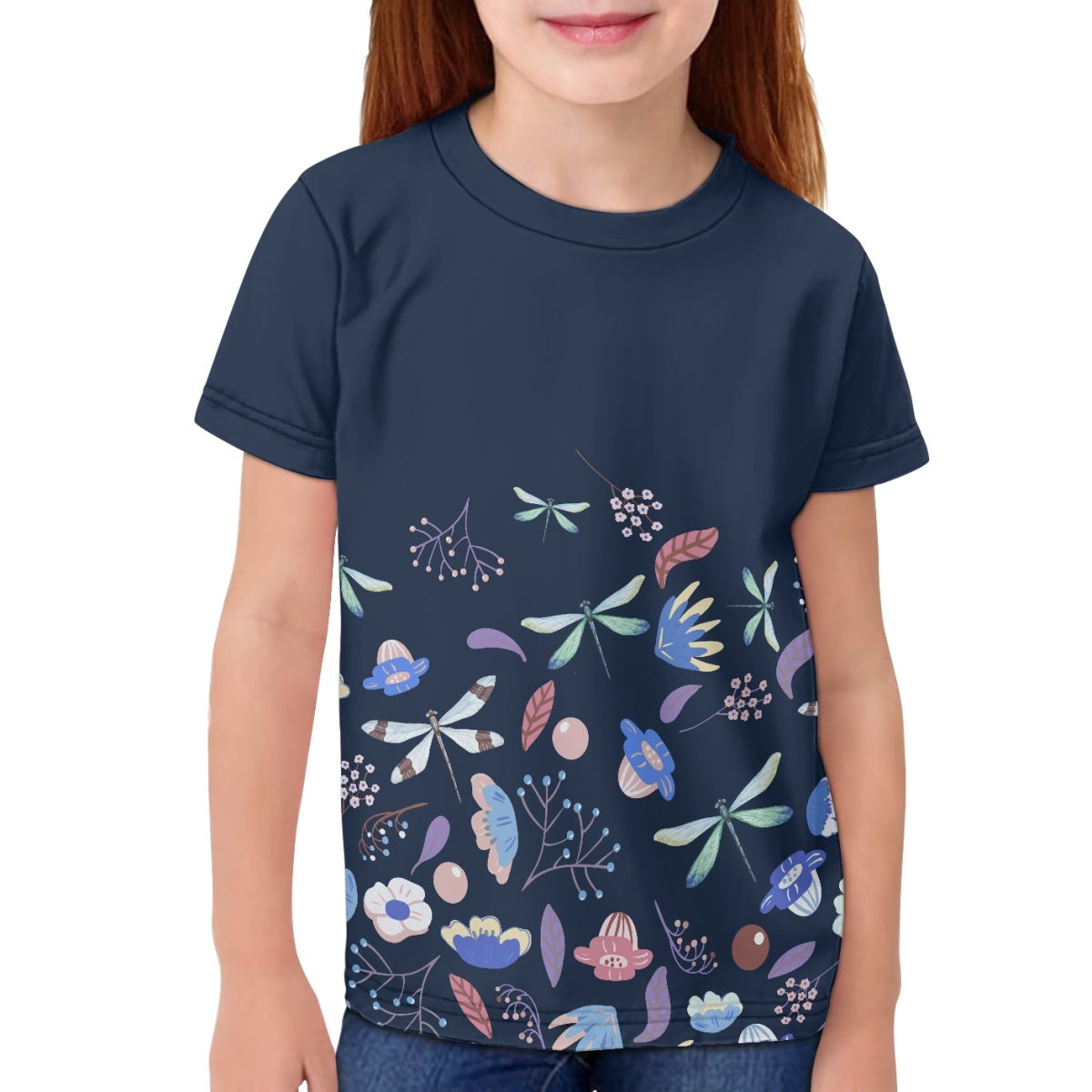 Floral Dragonfly Kids T-Shirt
