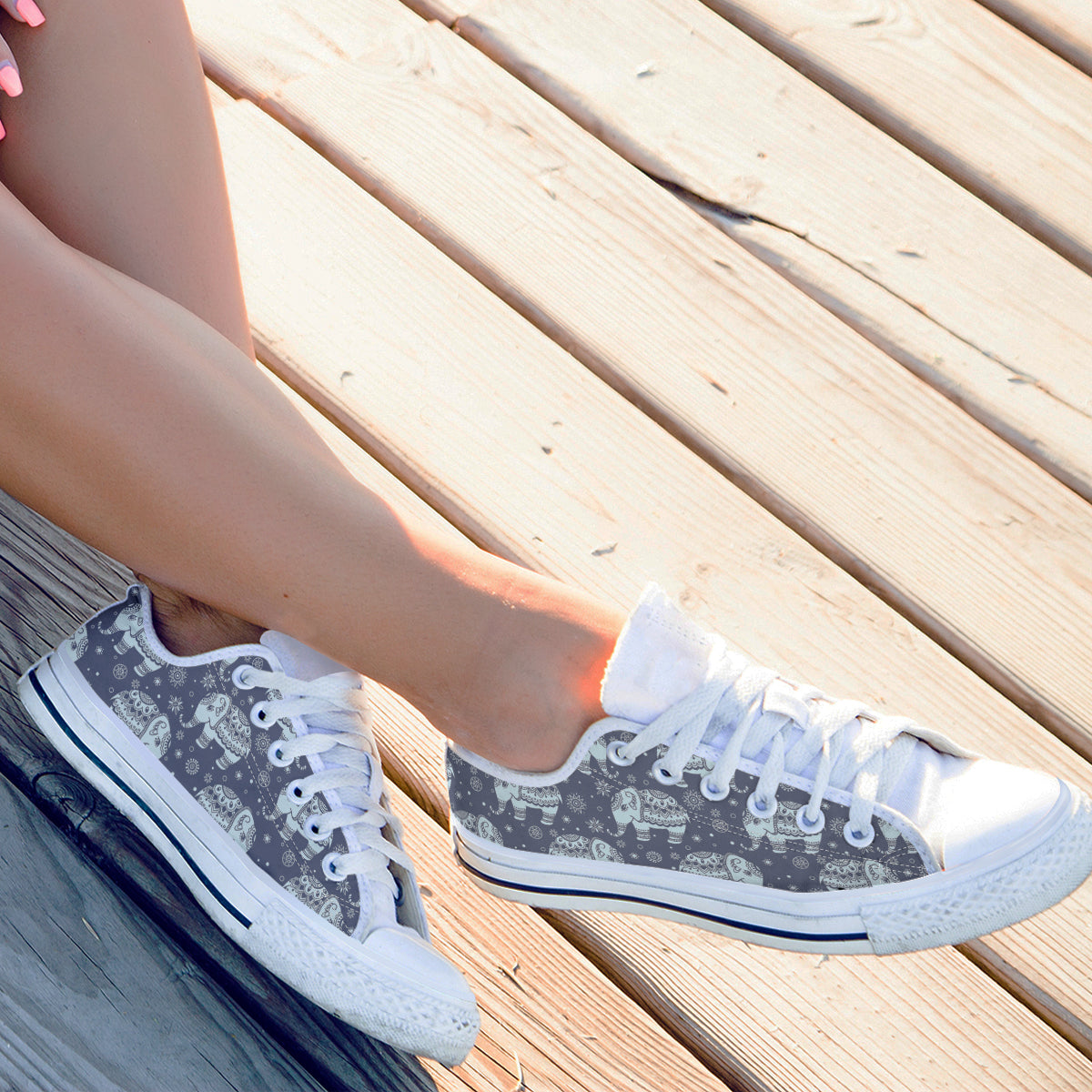 Mandala Elephant Canvas Shoes