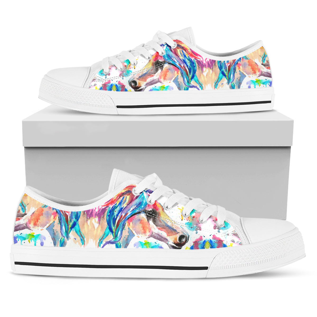 Watercolor Horse Canvas Shoes