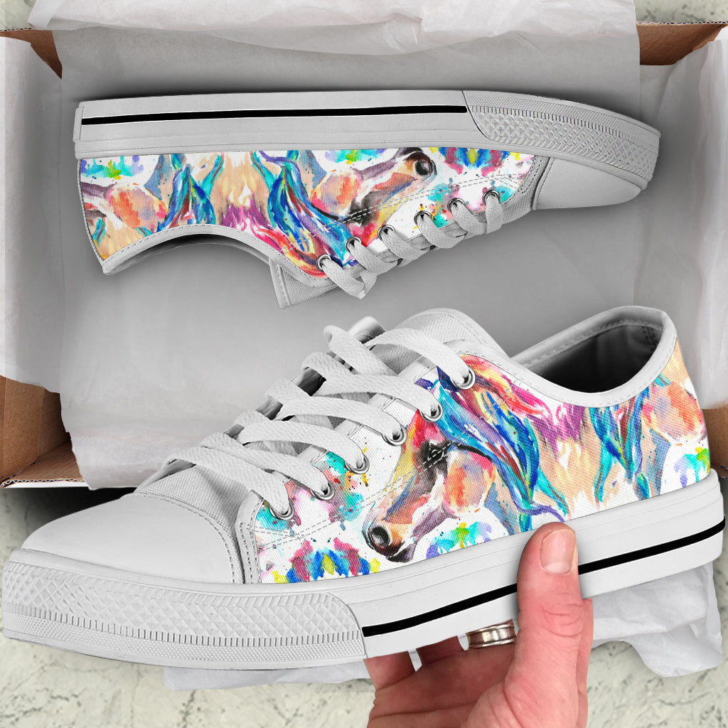 Watercolor Horse Canvas Shoes