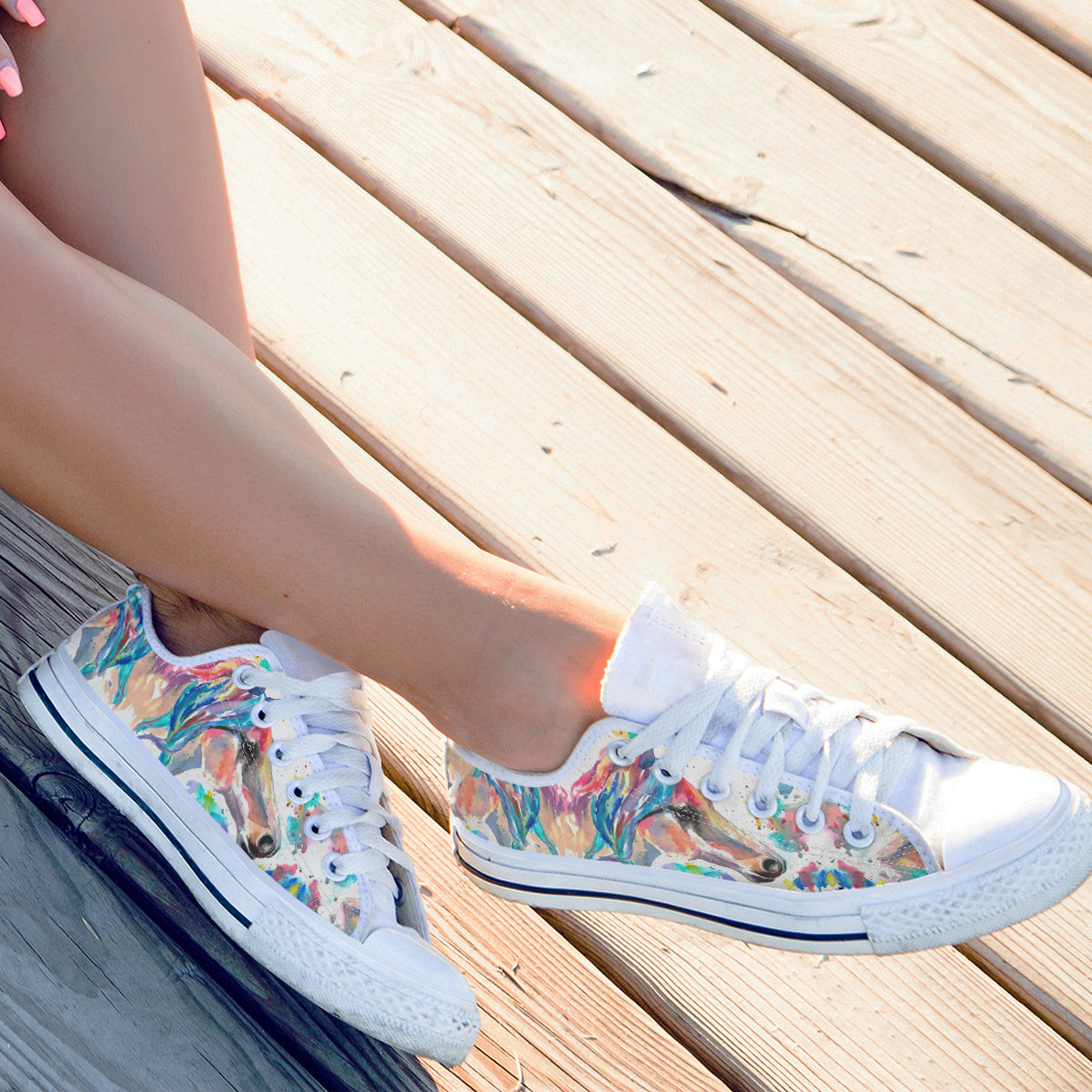 Watercolor Horse Canvas Shoes