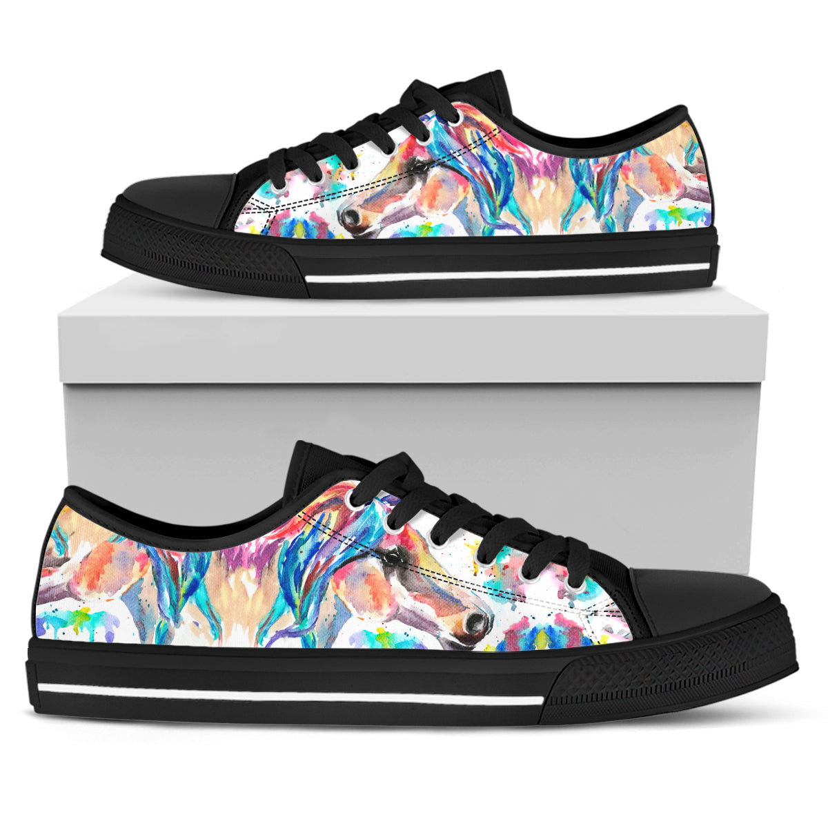 Watercolor Horse Canvas Shoes